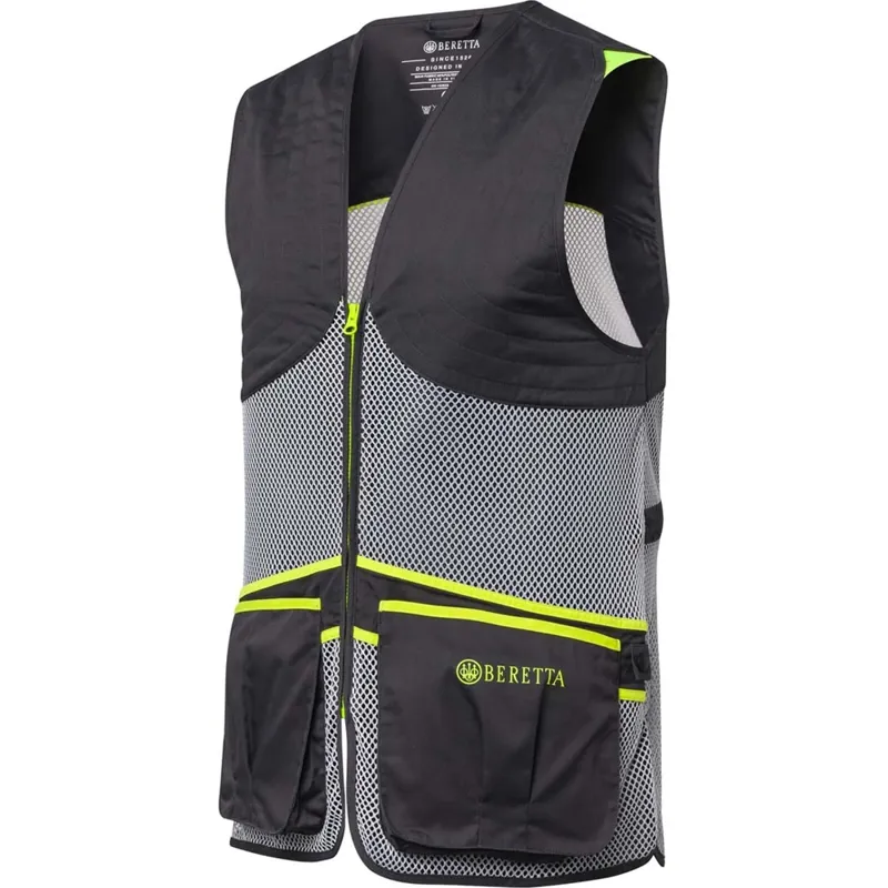 Beretta Full Mesh Unisex Clay Vest in Ebony and Ice Grey