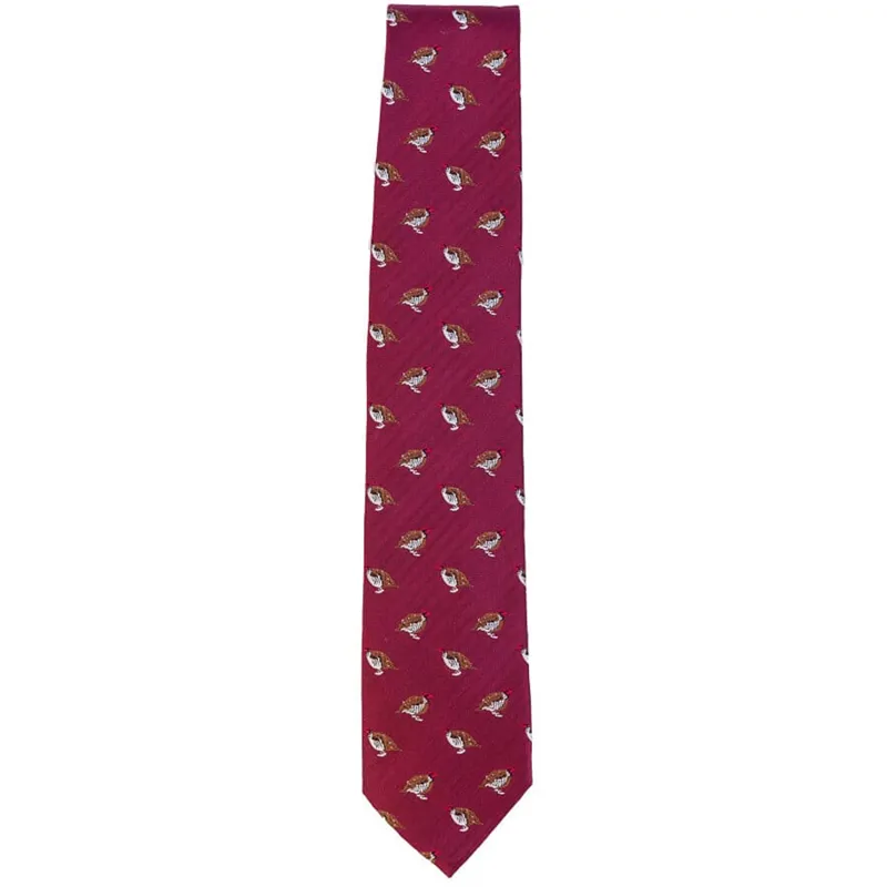 Bonart Silk Partridge Tie in Burgundy