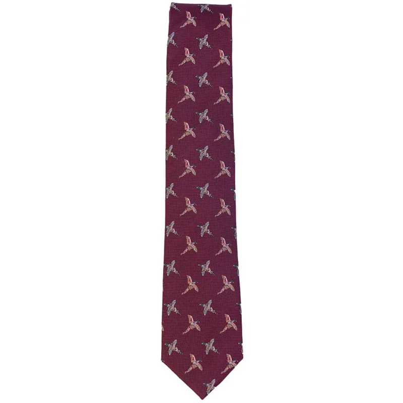 Bonart Silk Pheasant Tie in Burgundy
