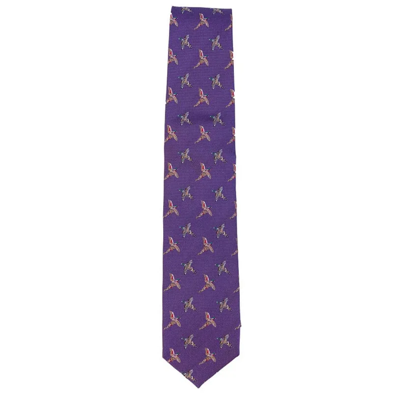 Bonart Silk Pheasant Tie in Purple
