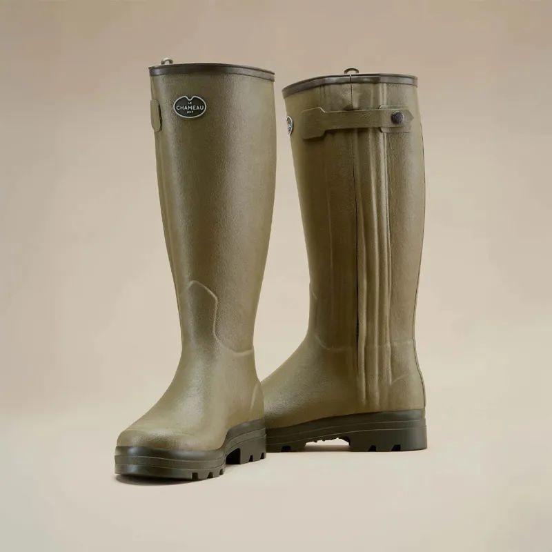 Le Chameau Chasseur 41cm Calf Leather Lined Wellington Boots in Vert Vierzon-2