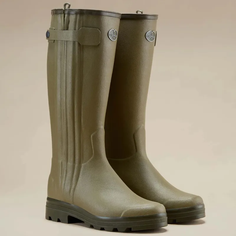 Le Chameau Chasseur 41cm Calf Leather Lined Wellington Boots in Vert Vierzon