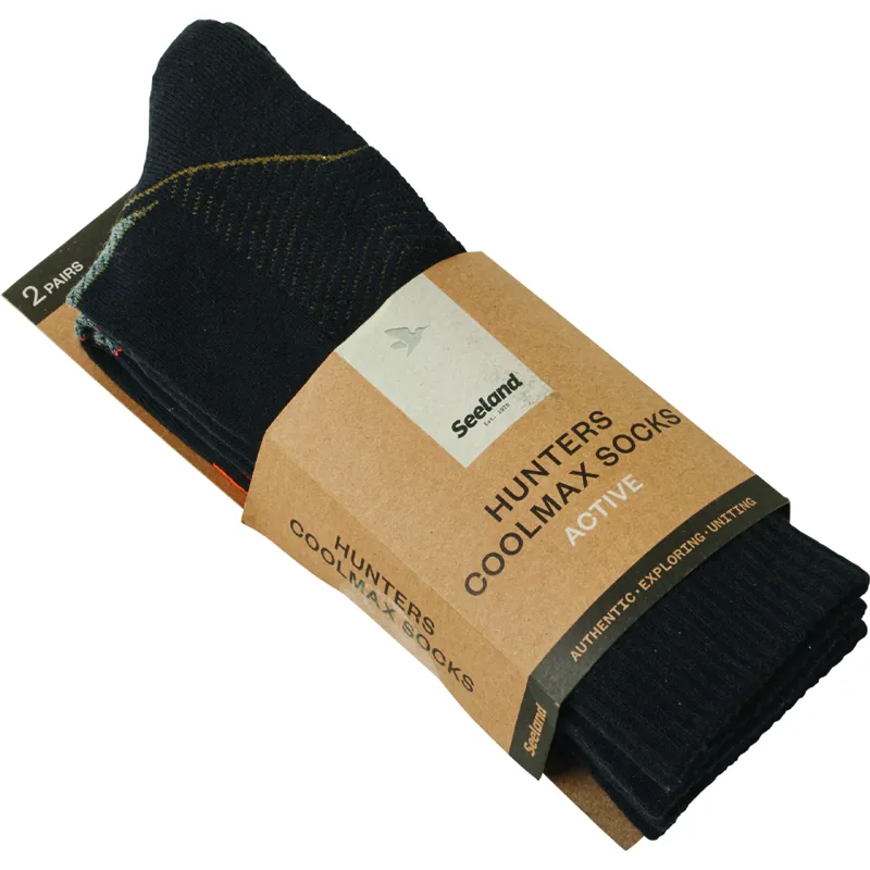 Seeland Field Coolmax Socks - 2 Pack in Black/Dark Grey-1