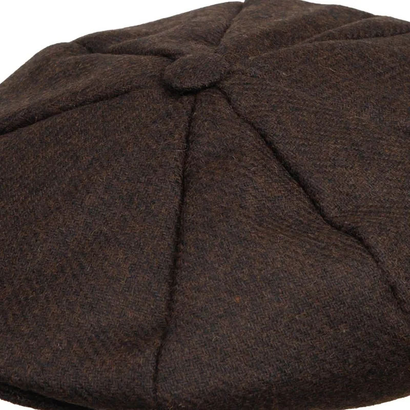 Dents Langford Shetland Tweed 8 Piece Newsboy Cap in Brown-1