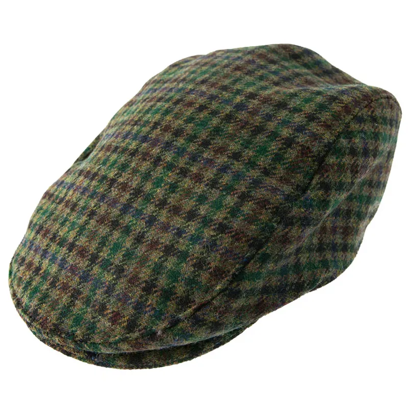 Dents Abraham Moon Dogtooth Flat Cap in Forest