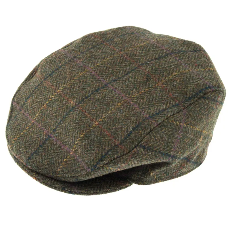 Dents Abraham Moon Check Tweed Cap in Olive