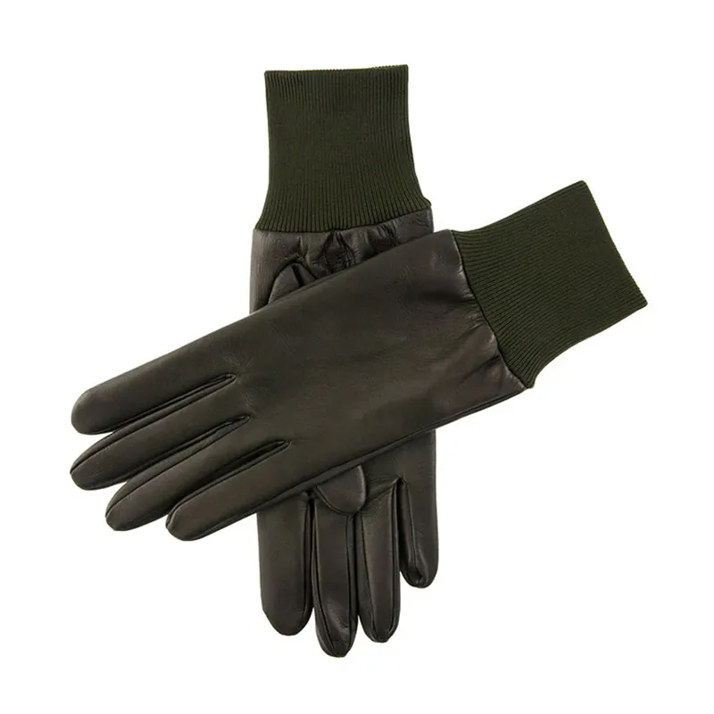 Dents Royale Right-Handed Silk Lined Leather Gloves in Olive