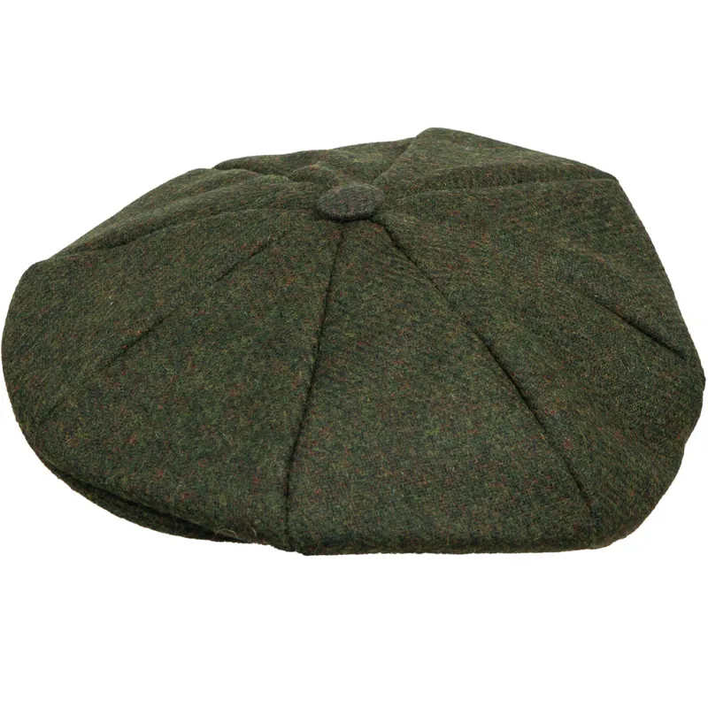 Dents Langford Shetland Tweed 8 Piece Newsboy Cap in Olive