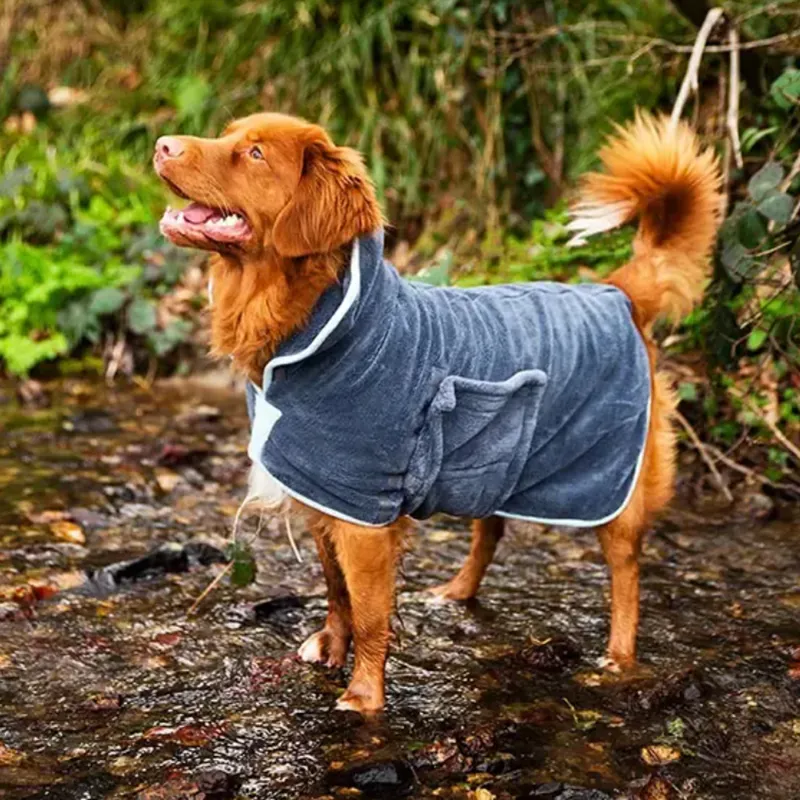 Henry Wag Extra Large Microfibre Drying Coat in Grey-2