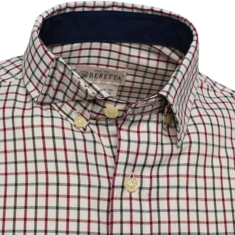 Beretta Ellis Long-Sleeved Shirt in Ivory Green Check-2