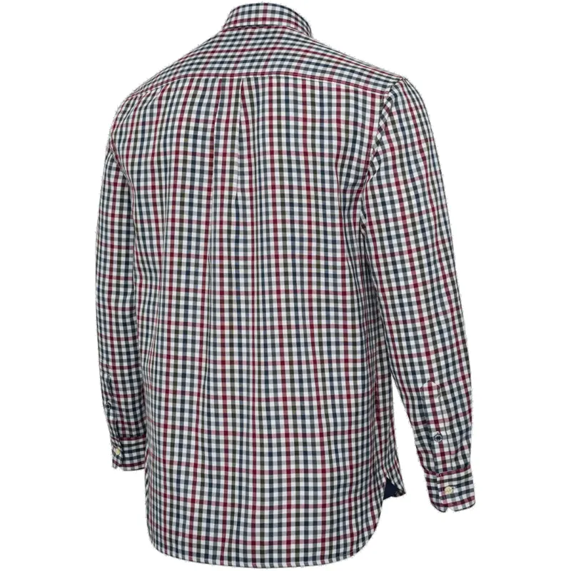 Beretta Ellis Long-Sleeved Shirt in White and Bordeaux Check-1