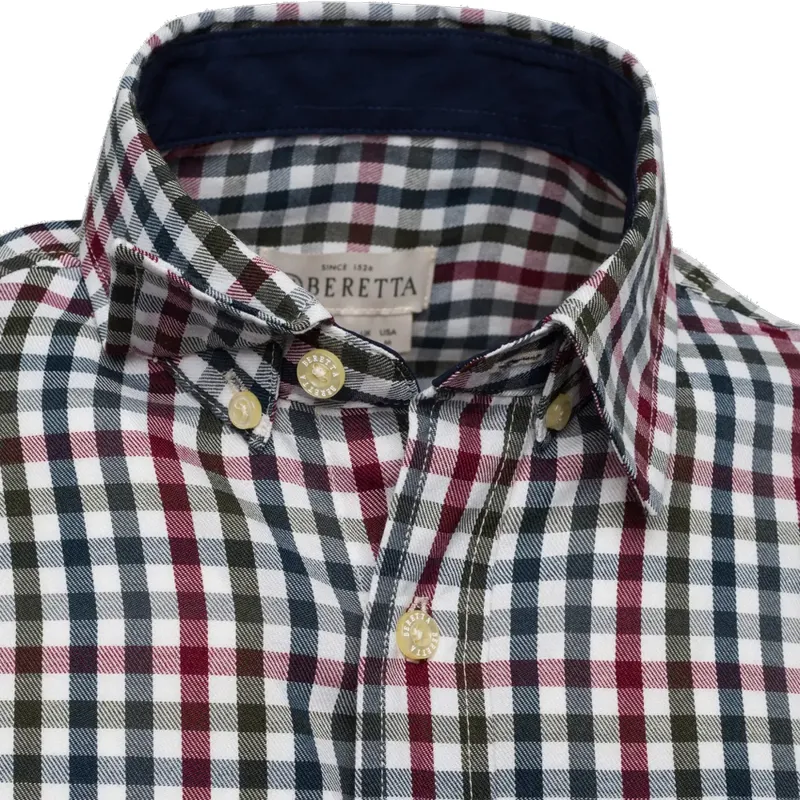 Beretta Ellis Long-Sleeved Shirt in White and Bordeaux Check-2