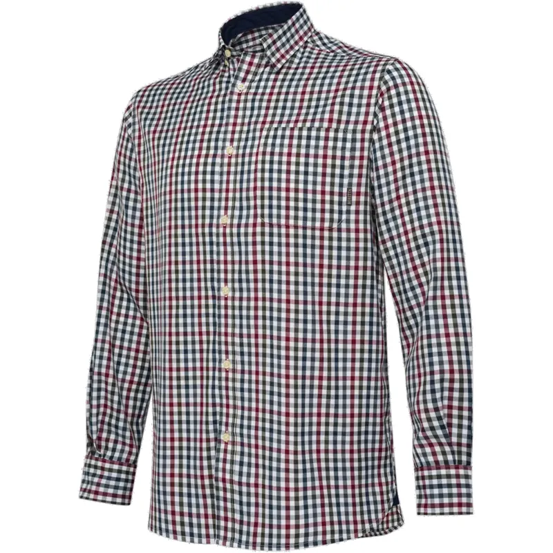 Beretta Ellis Long-Sleeved Shirt in White and Bordeaux Check