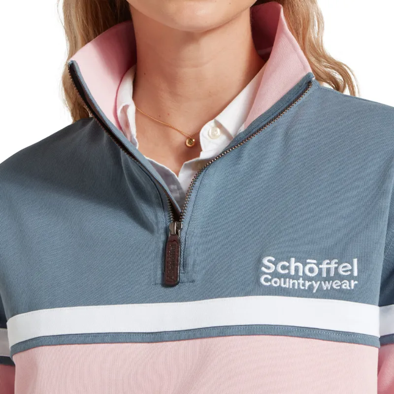 Schöffel Exmouth Heritage Ladies Quarter Zip in Dark Pigeon Blue/Coral-1