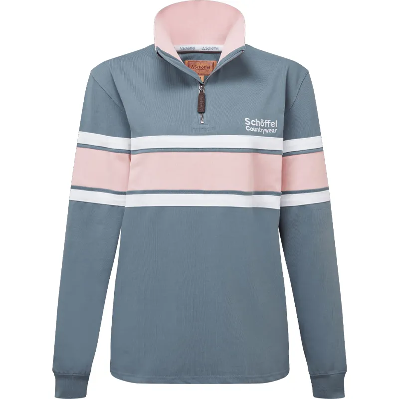 Schöffel Exmouth Heritage Ladies Quarter Zip in Dark Pigeon Blue/Coral