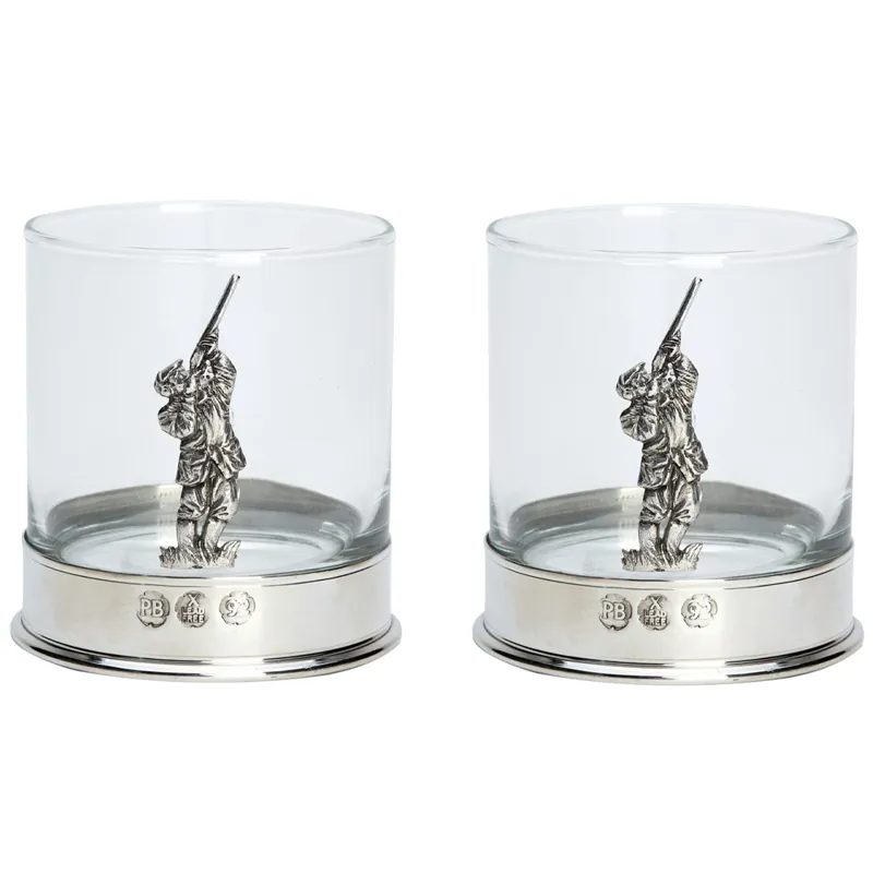 Farm Cottage Brands Set of 2 Pewter Shooter Whisky Glasses