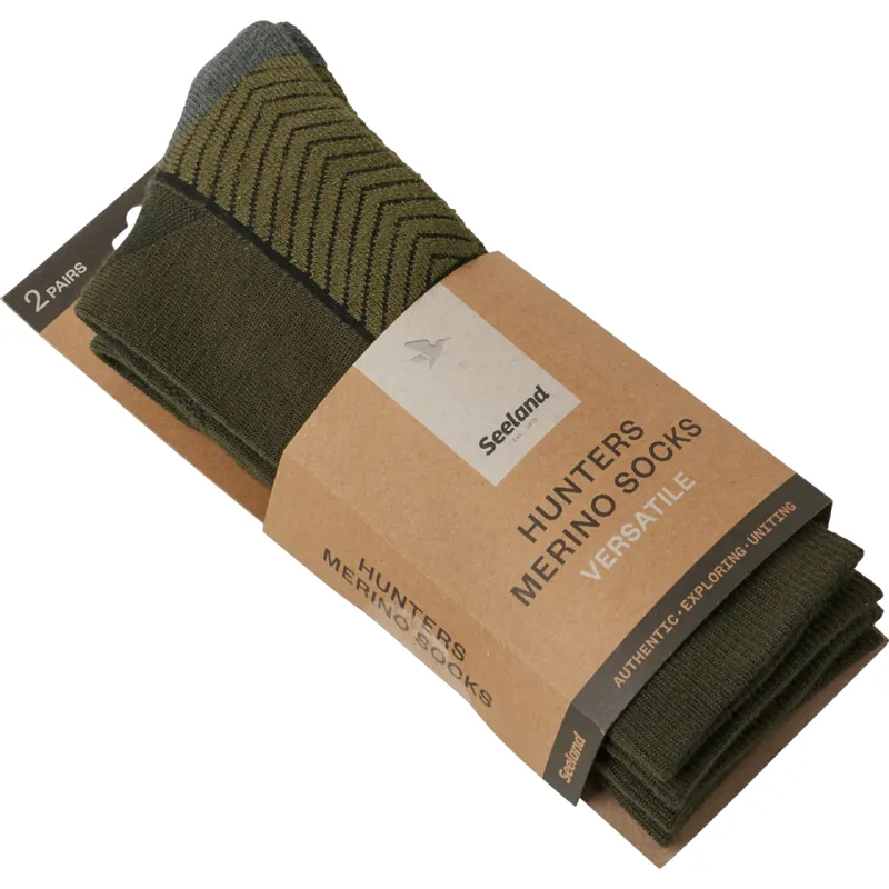 Seeland Field Merino Sock - 2 Pack in Pine Green/Military Olive-2