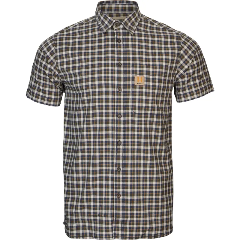 Harkila Fjell Short-Sleeved Shirt in Naval Blue Check