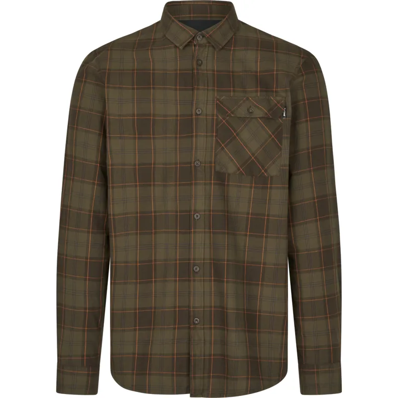 Seeland Glen Flannel Shirt in Pine Green/Dark Navy Check