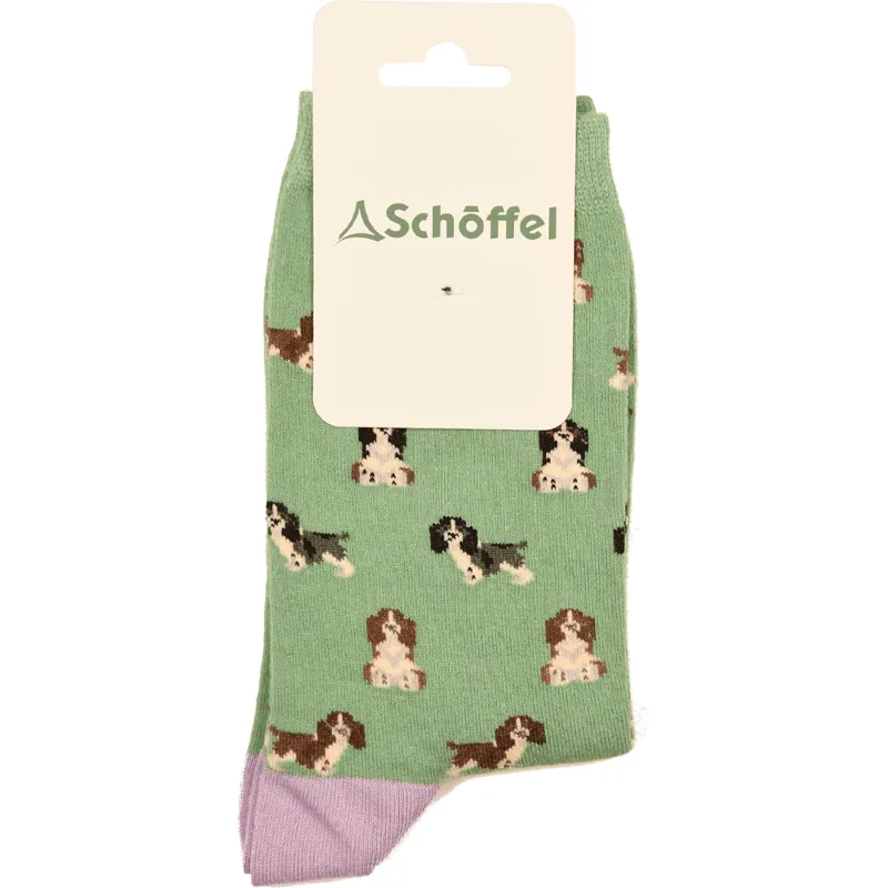 Schöffel Ladies Single Cotton Socks Size 4-7 in Green Spaniel