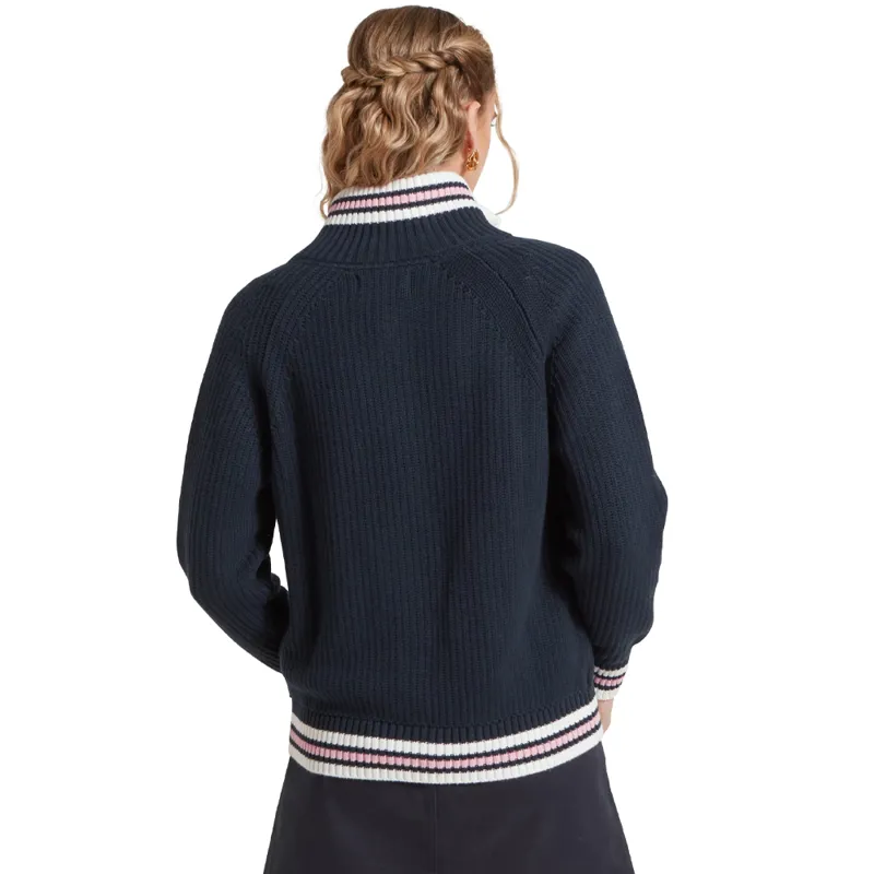 Schöffel Ladies Havelet Bay Quarter Zip Jumper in Navy/Blush-2