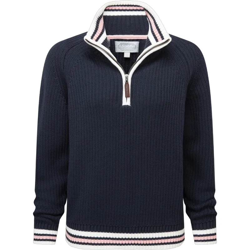 Schöffel Ladies Havelet Bay Quarter Zip Jumper in Navy/Blush