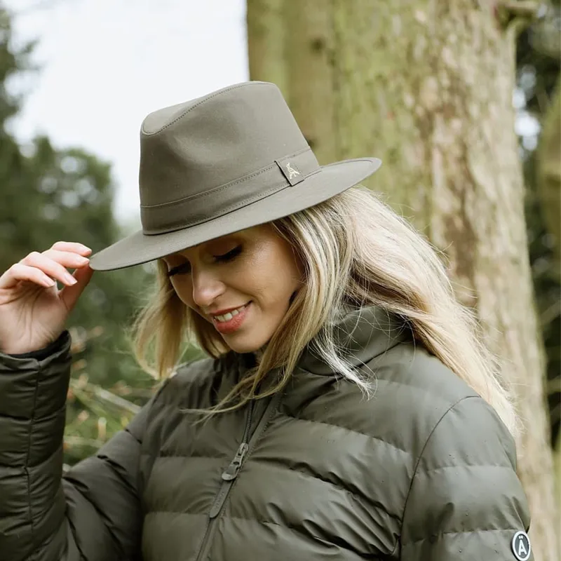 Hicks and Brown Darsham Ladies Fedora in Olive-1