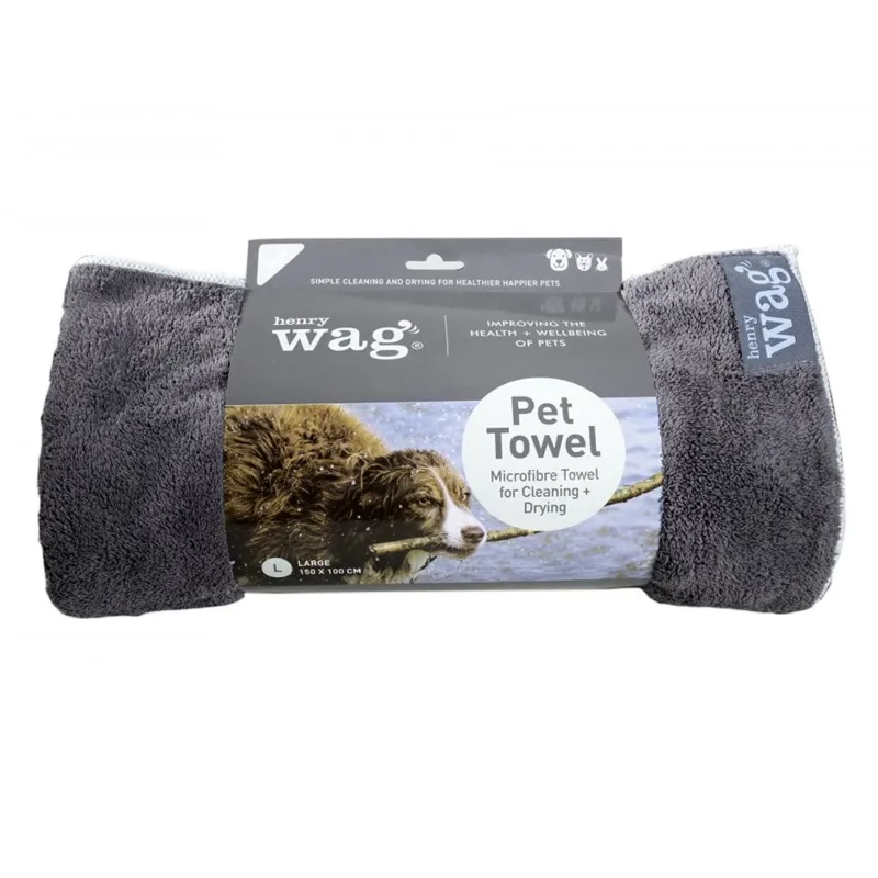 Henry Wag Large Microfibre Cleaning Towel in Grey