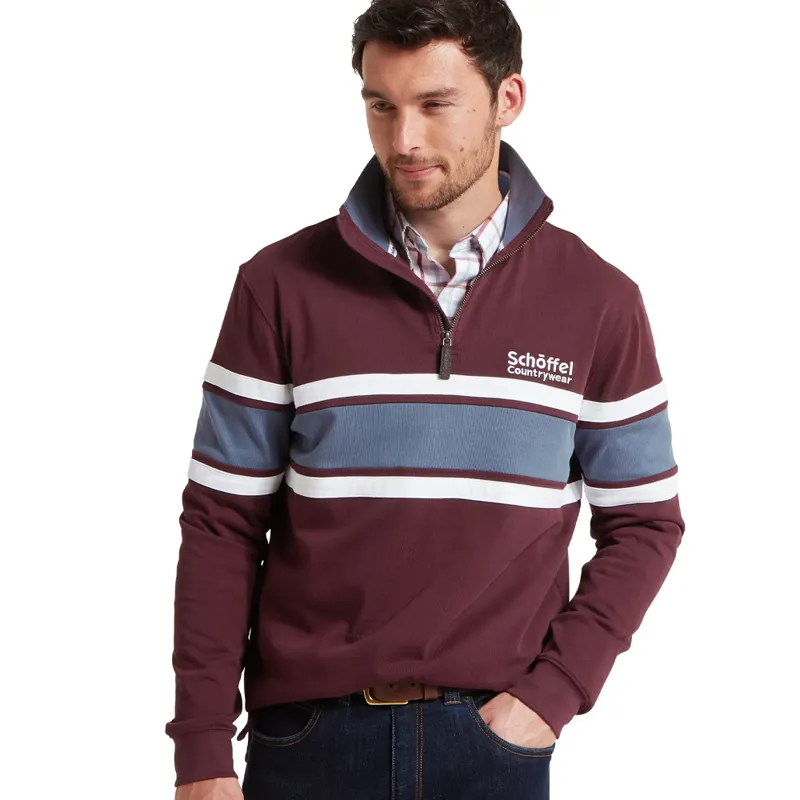 Schöffel Exmouth Heritage Quarter Zip Sweatshirt in Wine-1