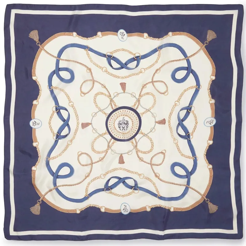 Hicks and Brown Melford Silk Scarf in Navy