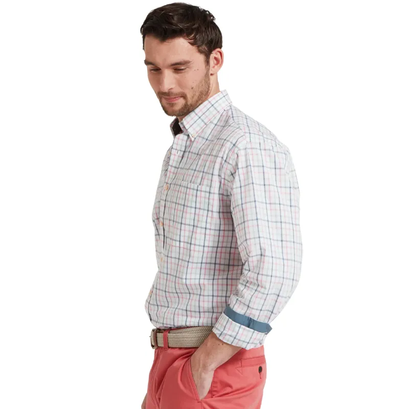 Schöffel Holkham Classic Shirt in Dark Pigeon Blue/Mauve Red-1