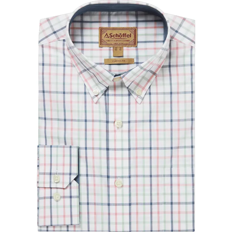 Schöffel Holkham Classic Shirt in Dark Pigeon Blue/Mauve Red