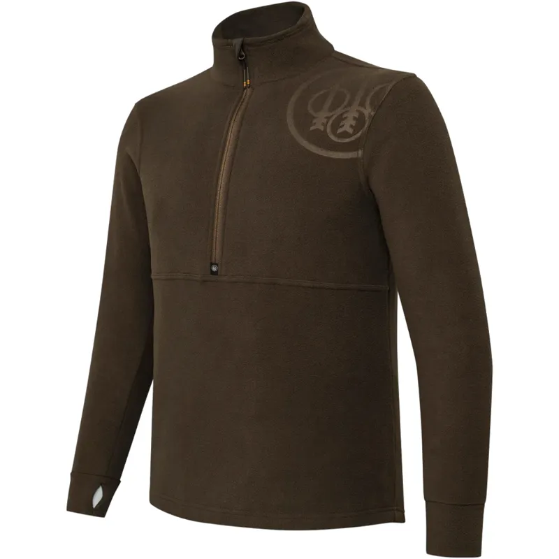 Beretta HP Logo Half Zip Fleece in Brown Bark