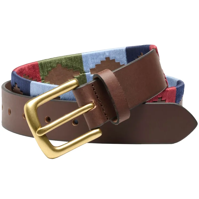 Ibex of England Polo Belt in Burgundy/Navy/Baby Blue/Khaki	