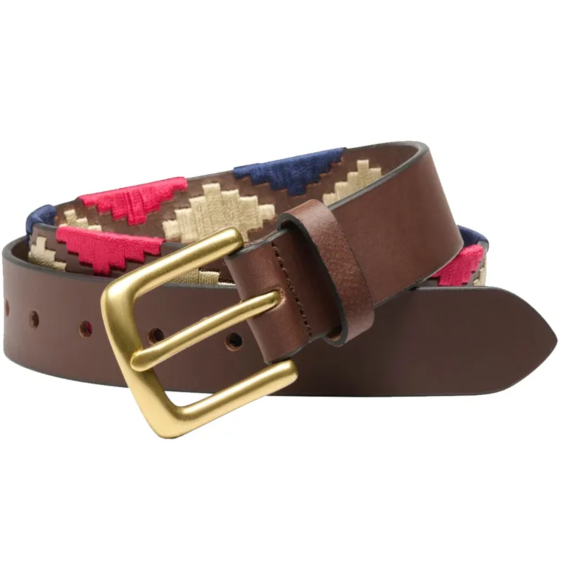 Ibex of England Polo Belt in Pink/Navy/White