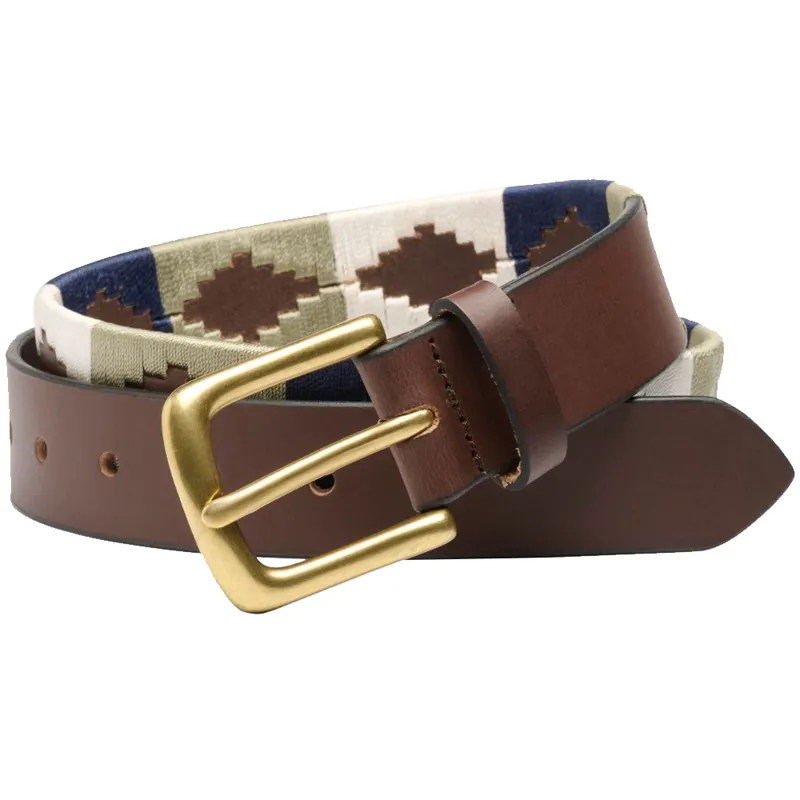 Ibex of England Polo Belt in Taupe/Beige/Navy