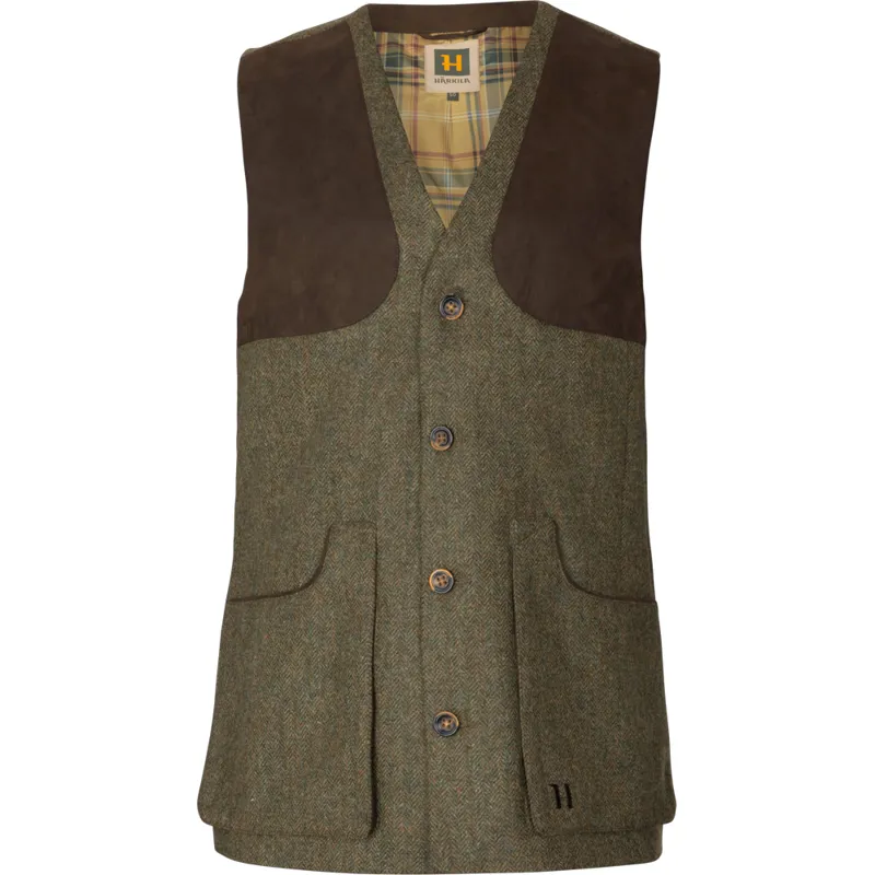 Härkila Kenmore Tweed Shooting Waistcoat in Forest Green Herringbone