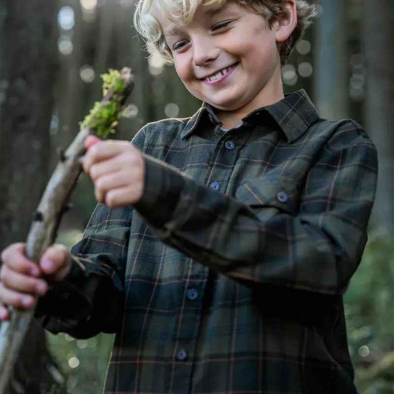 Seeland Glen Junior Flannel Shirt in Pine Green/Dark Navy Check-2