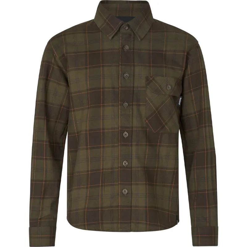 Seeland Glen Junior Flannel Shirt in Pine Green/Dark Navy Check