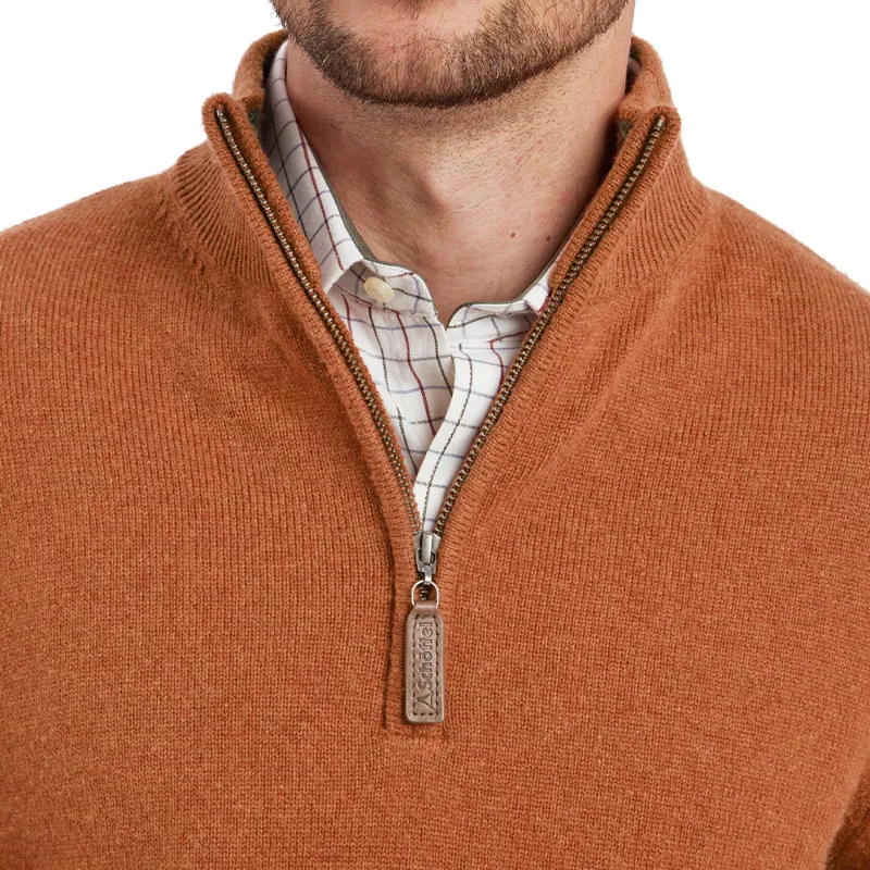 Schöffel Lewis Lambswool Quarter Zip Jumper in Brick-3