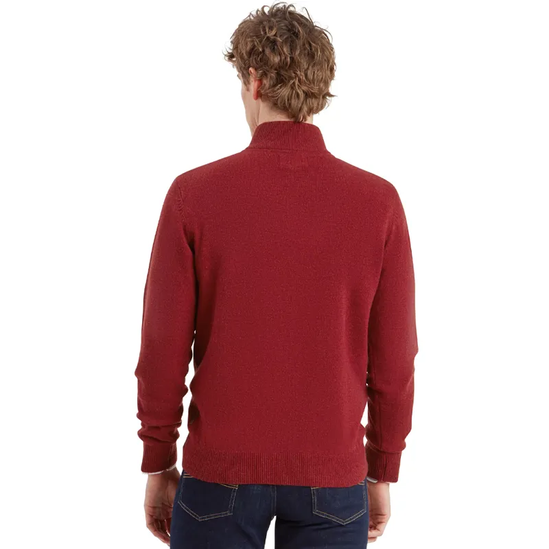 Schöffel Lewis Lambswool Quarter Zip Jumper in Deep Red-2