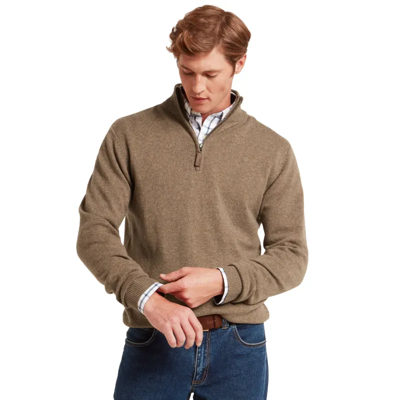 Schöffel Lewis Lambswool Quarter Zip Jumper in Mushroom-1