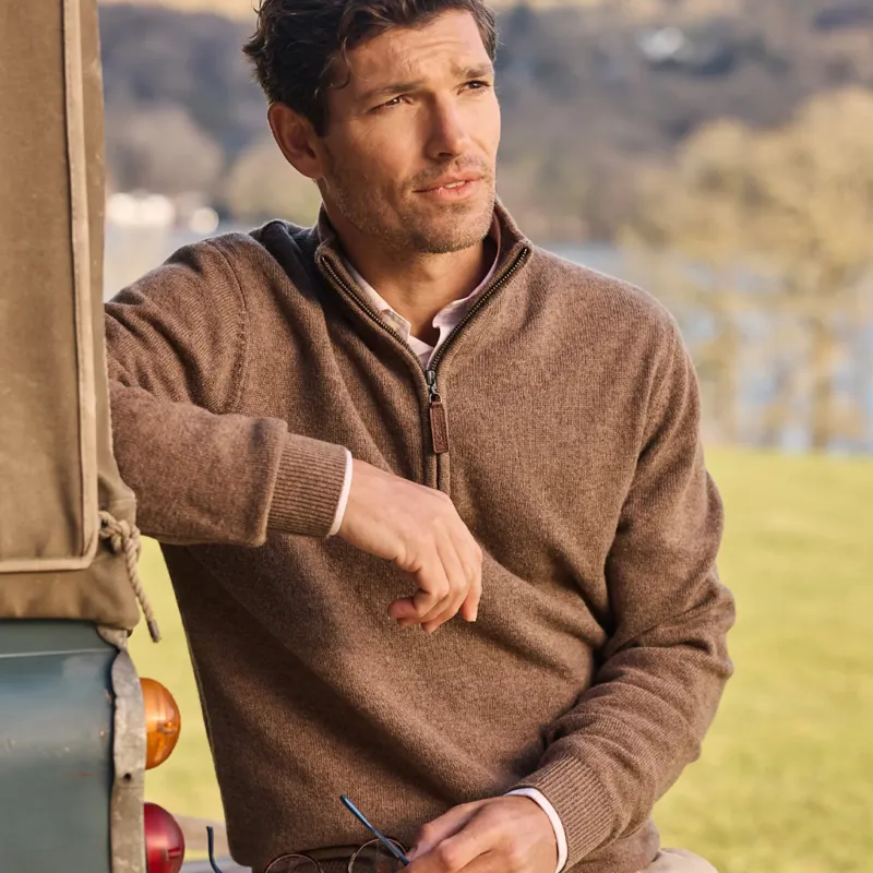 Schöffel Lewis Lambswool Quarter Zip Jumper in Mushroom-3