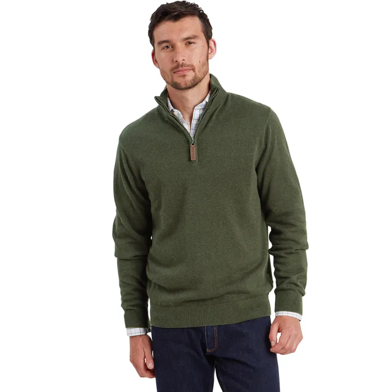 Schöffel Lewis Lambswool Quarter Zip Jumper in Woodland-1