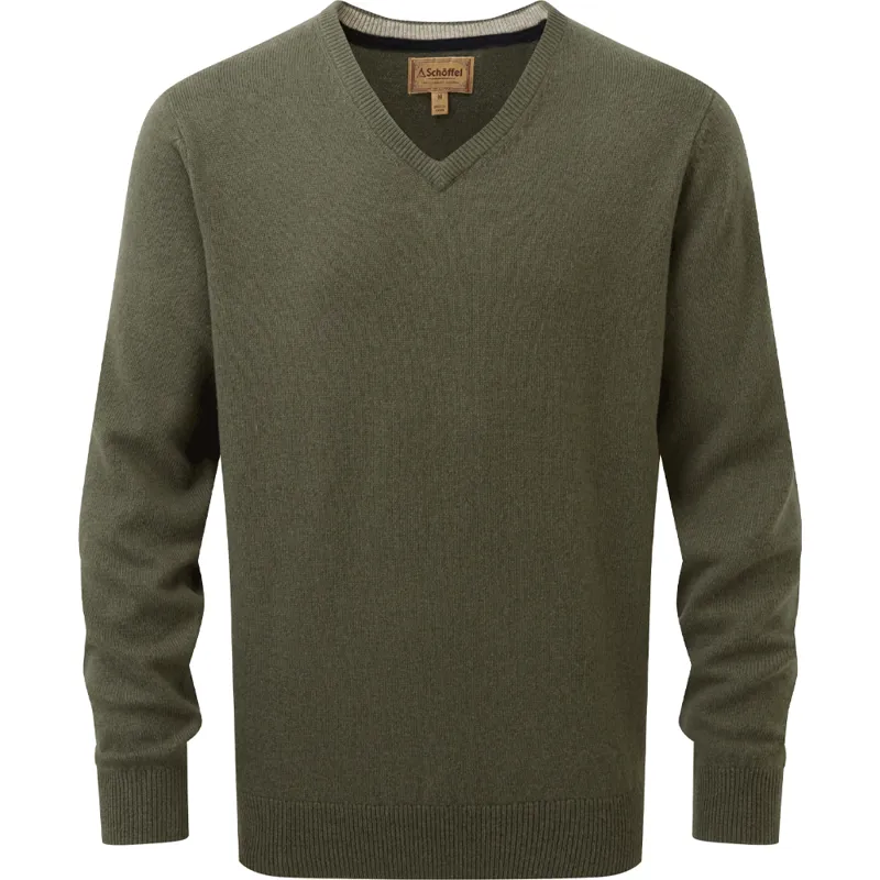 Schöffel Lewis Lambswool V-Neck Jumper in Woodland