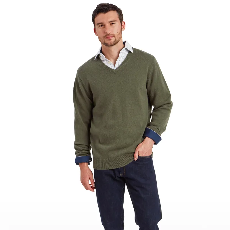 Schöffel Lewis Lambswool V-Neck Jumper in Woodland-1