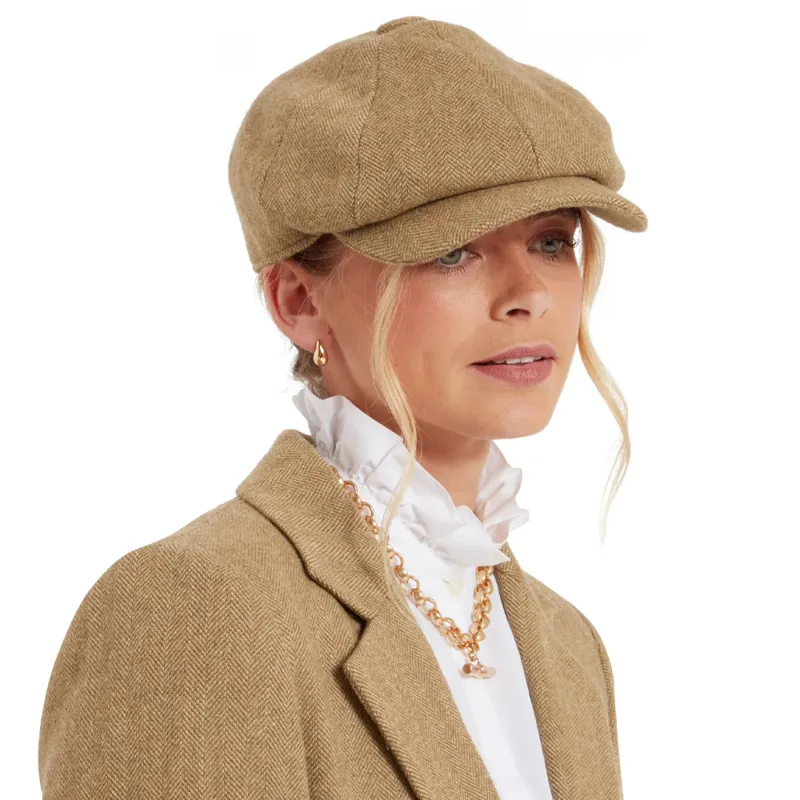 Schöffel Ladies Tweed Newsboy Cap in Oak Herringbone-1