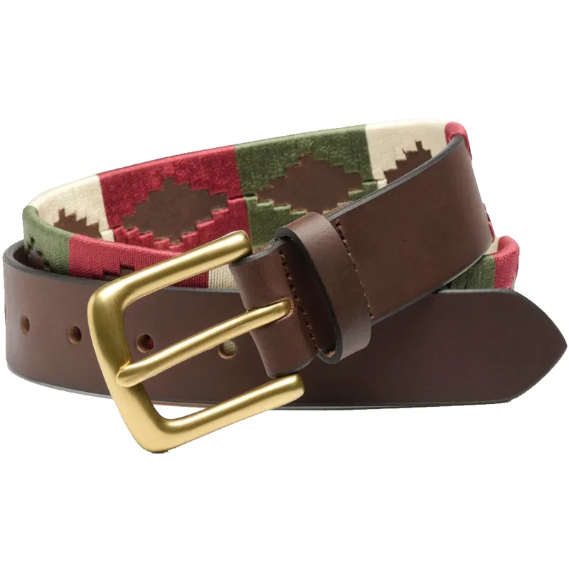 Ibex of England Polo Belt in Brown/Beige/Burgundy/Green
