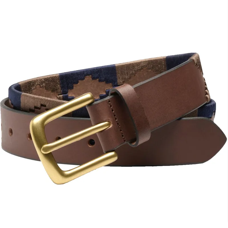 Ibex of England Polo Belt in Brown/Fawn/Navy