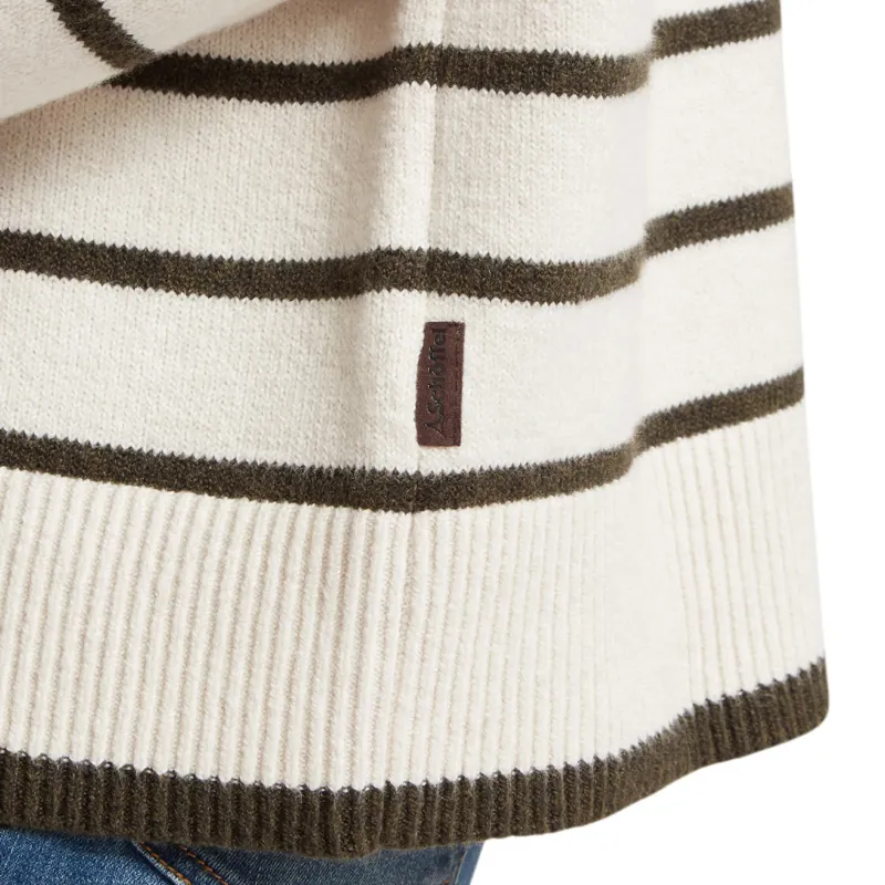 Schöffel Ladies Sandsend Quarter Zip Jumper in Soft White and Loden-3